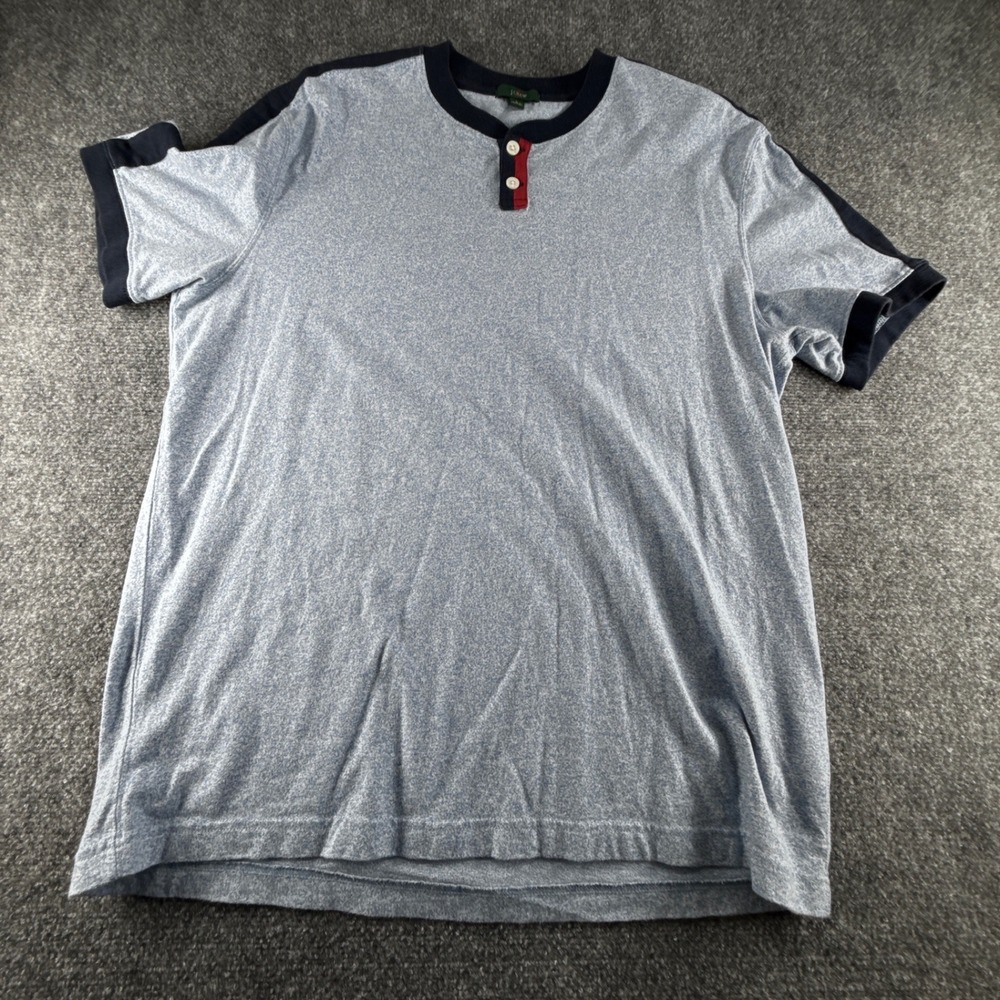 J.Crew Re-Imagined Mens Henley Shirt Light Blue Heathered Cotton Large 0295
